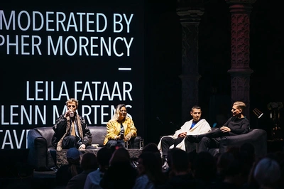 Glenn Martens, Leila Fataar, Stavros Karelis en Christopher Morency